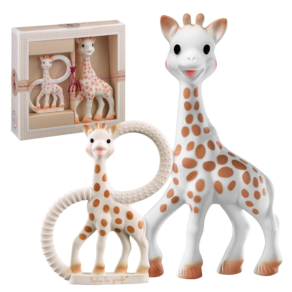 Sophie la girafe Classical Creation Birth Set #1 | Gift Set Includes Gift Bag, Card, Sophie la girafe & Teething Ring | Handcrafted in France | Made from Natural Rubber | Designed for Teething Babies