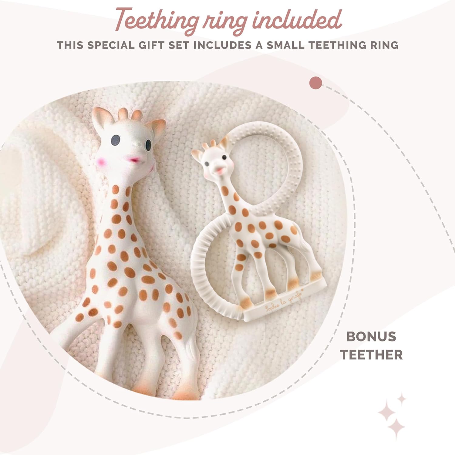 Sophie la girafe Classical Creation Birth Set #1 | Gift Set Includes Gift Bag, Card, Sophie la girafe & Teething Ring | Handcrafted in France | Made from Natural Rubber | Designed for Teething Babies