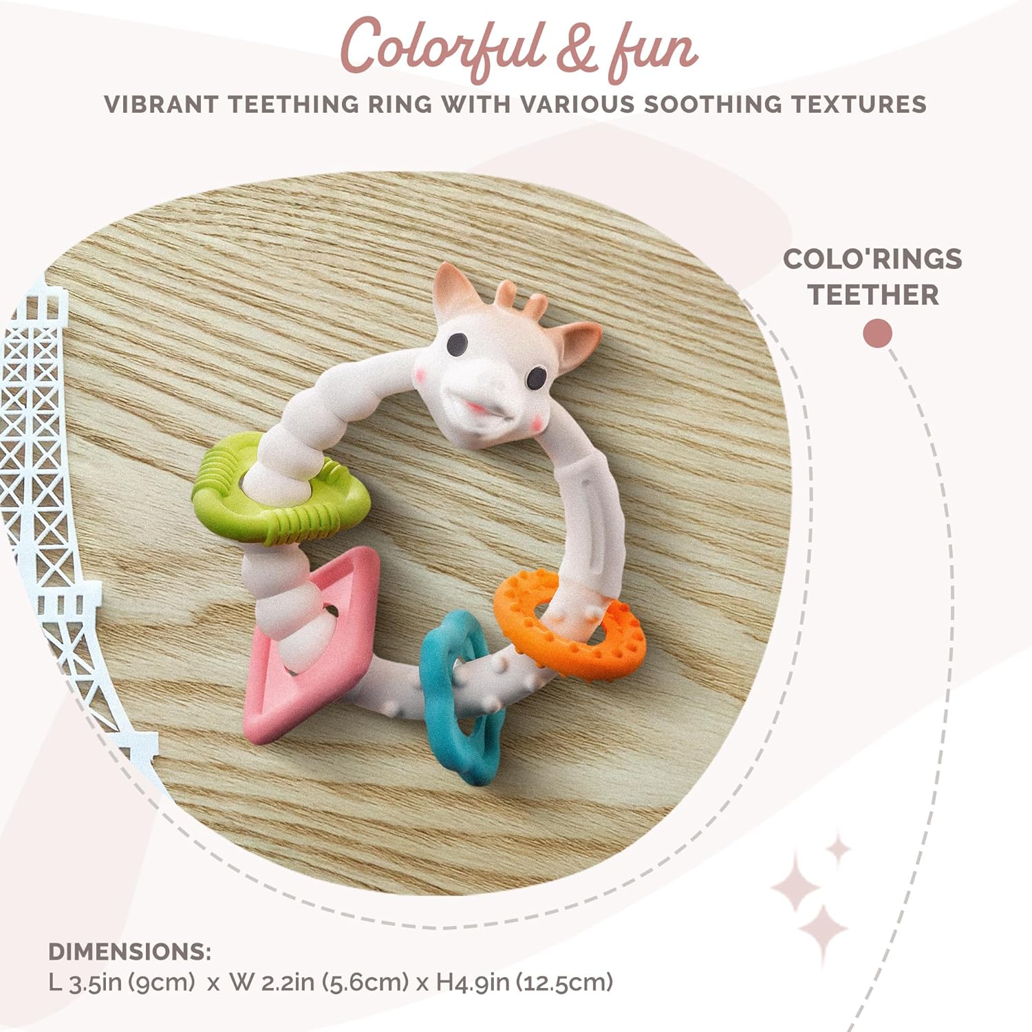 Sophie la girafe Teething Colo'rings | Light & Easy to Grasp | Designed with Natural Rubber to Soothe & Awaken All 5 Senses